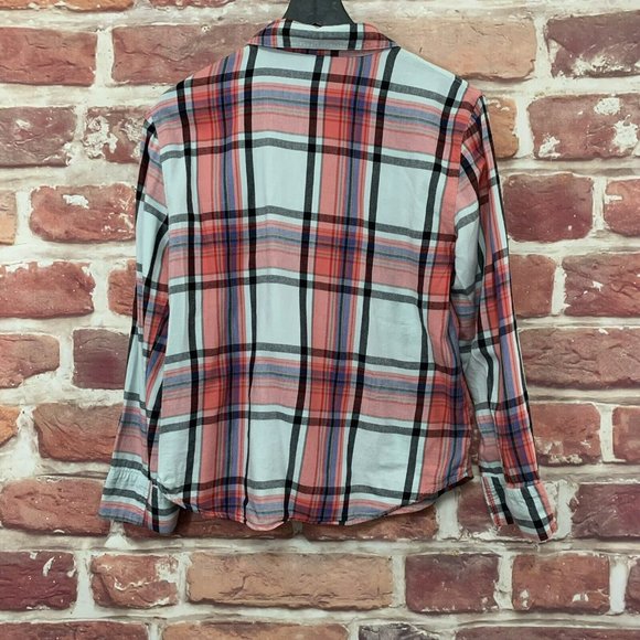 VICTORIA'S SECRET WOMEN'S PINK & WHITE MULTICOLOR PLAID BUTTON FRONT BLOUSE - Picture 3 of 7